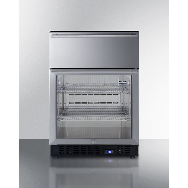 Summit 24 Wide Built-In Commercial Beverage Refrigerator With Top Drawer SCR615TD-Beverage Centers-The Wine Cooler Club
