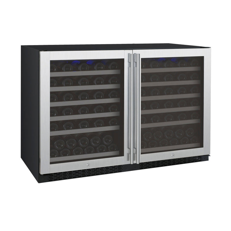 47" Wide FlexCount II Tru-Vino 112 Bottle Dual-Zone Stainless Steel Side-by-Side Wine Refrigerator - BF 2X-VSWR56-1S20-Wine Coolers-The Wine Cooler Club