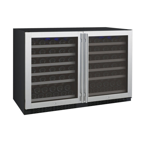 47 Wide FlexCount II Tru-Vino 112 Bottle Dual-Zone Stainless Steel Side-by-Side Wine Refrigerator - BF 2X-VSWR56-1S20-Wine Coolers-The Wine Cooler Club
