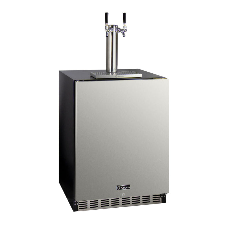 24" Wide Dual Tap Stainless Steel Built-In Left Hinge ADA Kegerator with Kit-Kegerators-The Wine Cooler Club