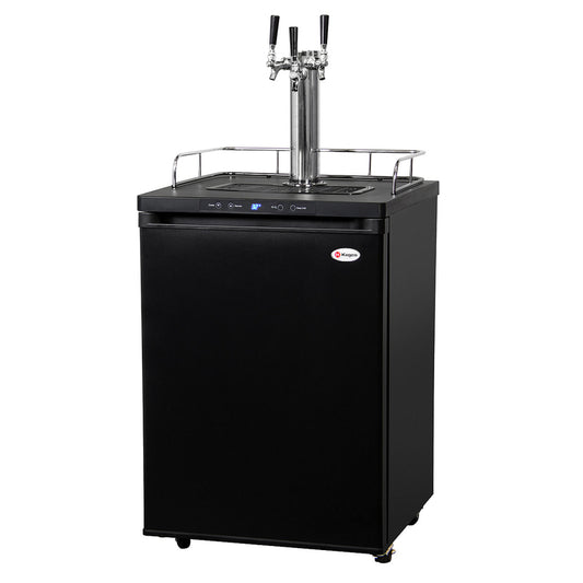 24" Wide Kombucha Triple Tap Black Kegerator-Kegerators-The Wine Cooler Club