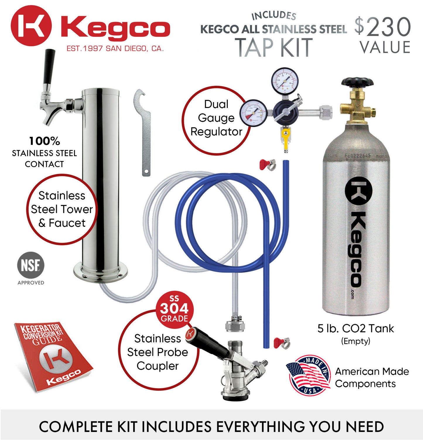 24" Wide Single Tap Stainless Steel Commercial/Residential Kegerator-Kegerators-The Wine Cooler Club