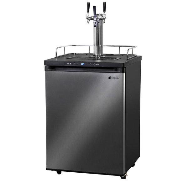 24 Wide Homebrew Triple Tap Black Stainless Steel Digital Kegerator-Kegerators-The Wine Cooler Club