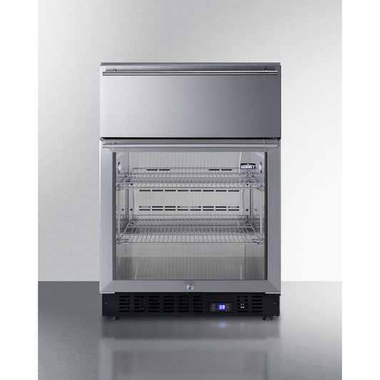 Summit 24" Wide Built-In Commercial Beverage Refrigerator With Top Drawer SCR615TDCSS-Beverage Centers-The Wine Cooler Club