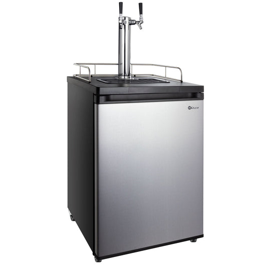 24" Wide Kombucha Dual Tap Stainless Steel Kegerator-Kegerators-The Wine Cooler Club