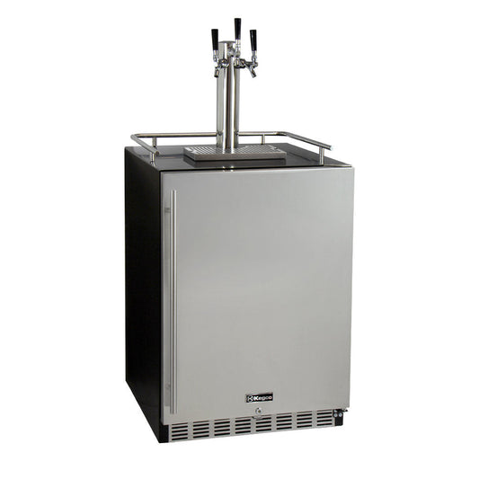 24" Wide Triple Tap Stainless Steel Built-In Right Hinge Kegerator with Kit-Kegerators-The Wine Cooler Club