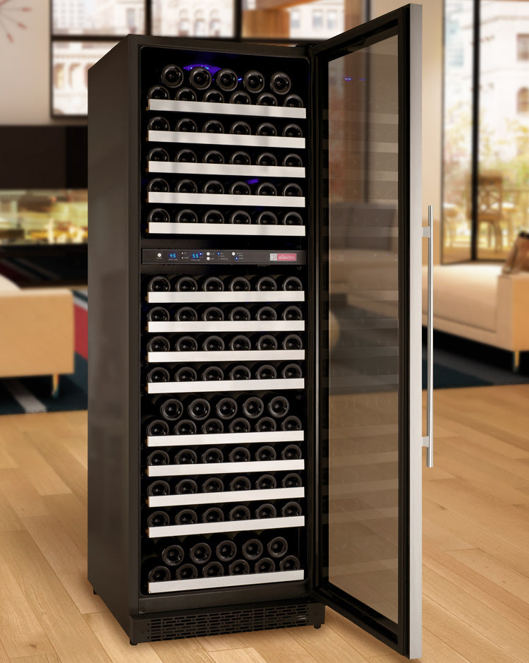 24" Wide FlexCount II Tru-Vino 172 Bottle Dual Zone Stainless Steel Left and Right Hinge Wine Refrigerator-Wine Coolers-The Wine Cooler Club