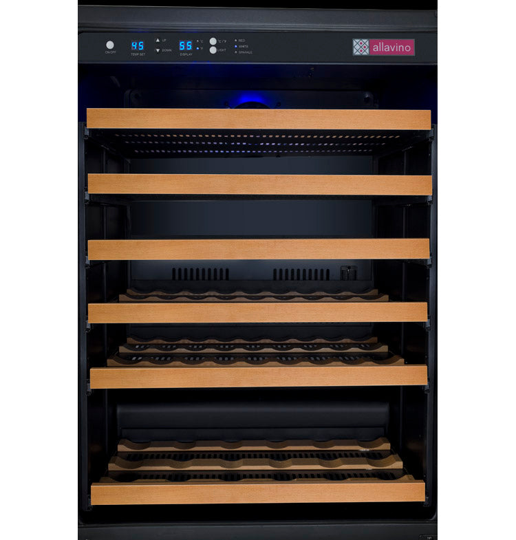 47" Wide FlexCount II Tru-Vino 112 Bottle Dual Zone Black Side-by-Side Wine Refrigerator - BF 2X-VSWR56-1B20-Wine Coolers-The Wine Cooler Club