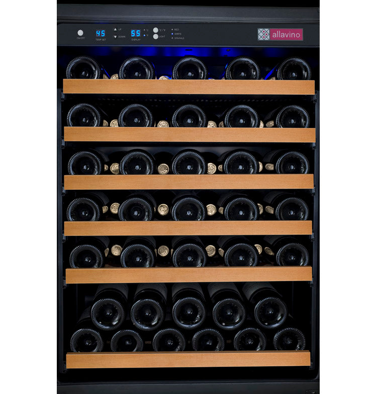 47" Wide FlexCount II Tru-Vino 112 Bottle Dual Zone Black Side-by-Side Wine Refrigerator - BF 2X-VSWR56-1B20-Wine Coolers-The Wine Cooler Club