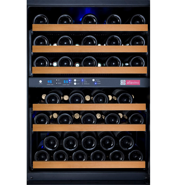 24" Wide FlexCount II Tru-Vino 56 Bottle Dual Zone Black Left and Right Hinge Wine Refrigerator - AO VSWR56-2BL20, AO VSWR56-2BR20-Wine Coolers-The Wine Cooler Club