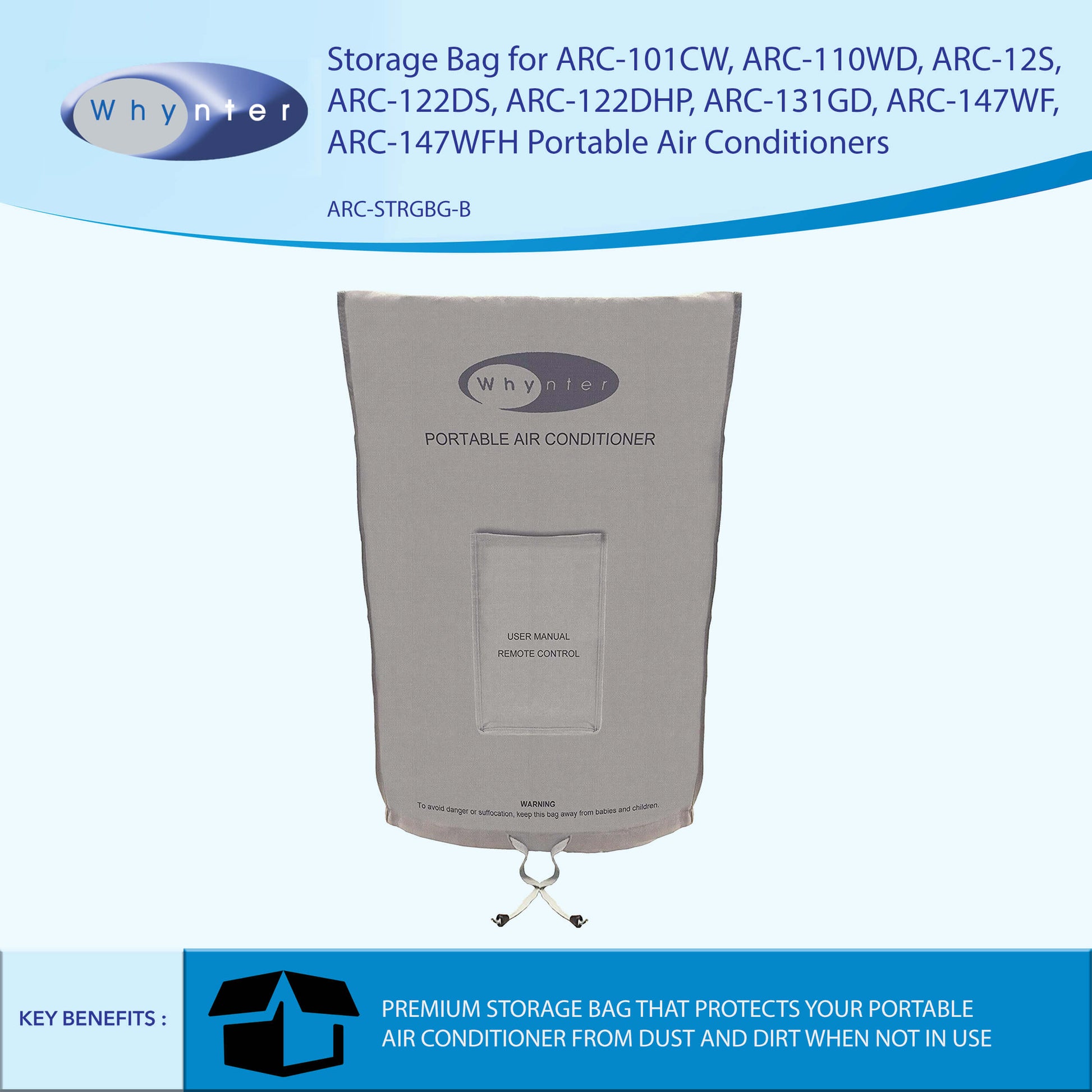 Whynter Air Conditioners Whynter ARC-122DS 12,000 BTU (7,000 BTU SACC) Elite Dual Hose Portable Air Conditioner, Dehumidifier, and Fan with Activated Carbon Filter and Storage bag, up to 400 sq ft in Grey