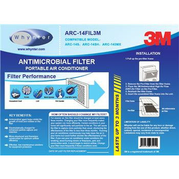 Whynter Air Conditioners Whynter ARC-143MX 14,000 BTU (8,351 BTU SACC) Dual Hose Cooling Portable Air Conditioner, Dehumidifier, and Fan with 3M Antimicrobial Filter and Storage Bag, up to 500 sq ft in Platinum/Black