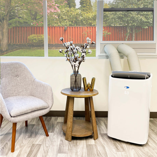 Whynter Air Conditioners Whynter ARC-147WFH 14,000 BTU (10,000 BTU SACC) Dual Hose Cooling Portable Air Conditioner, Heater, Dehumidifier, and Fan with Remote Control, HEPA and Carbon Filter, up to 500 sq ft in White
