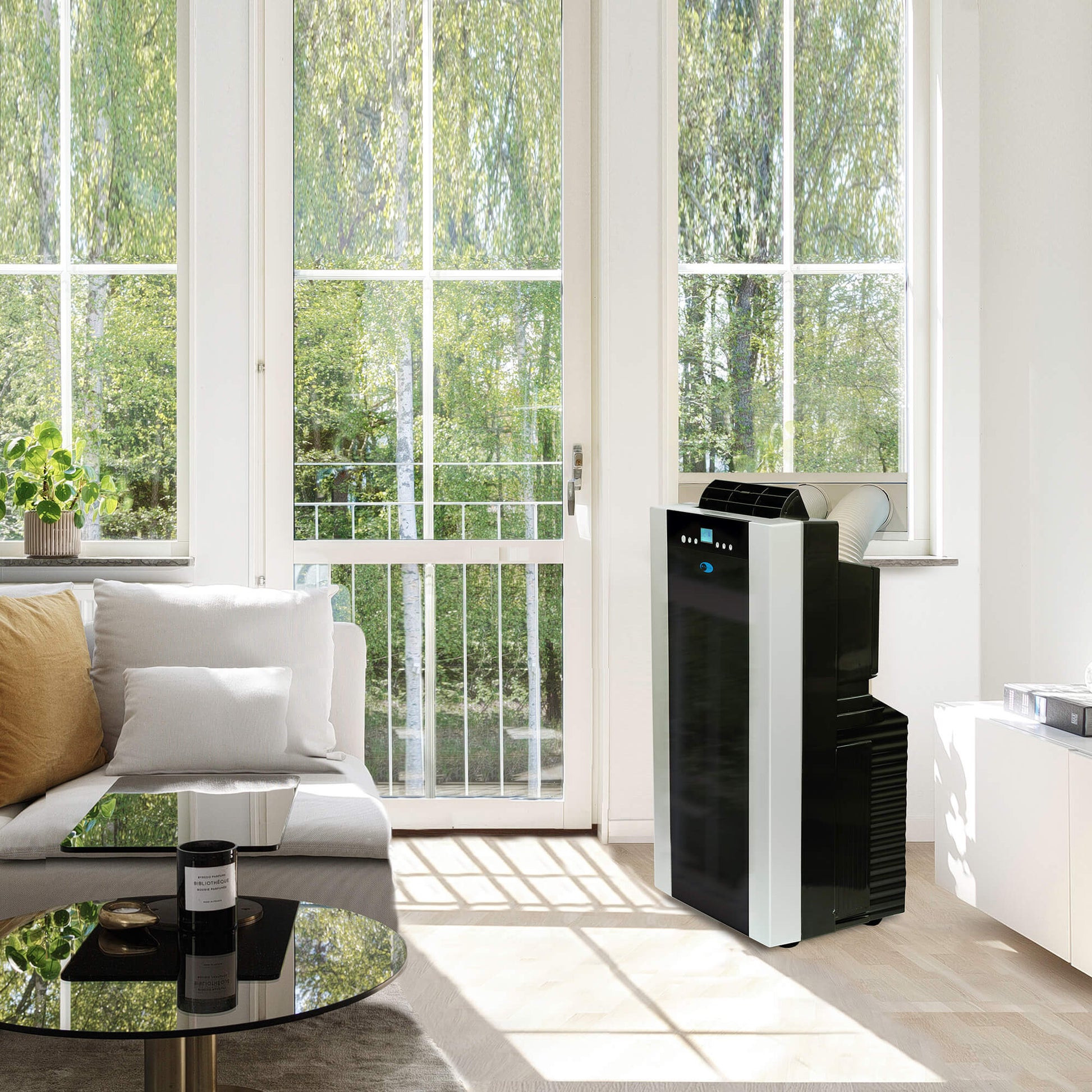 Whynter Air Conditioners Whynter ARC-14S 14,000 (9,200 BTU SACC) BTU Dual Hose Cooling Portable Air Conditioner, Dehumidifier, and Fan with Activated Carbon Filter plus Storage bag, up to 500 sq ft in Platinum/Black