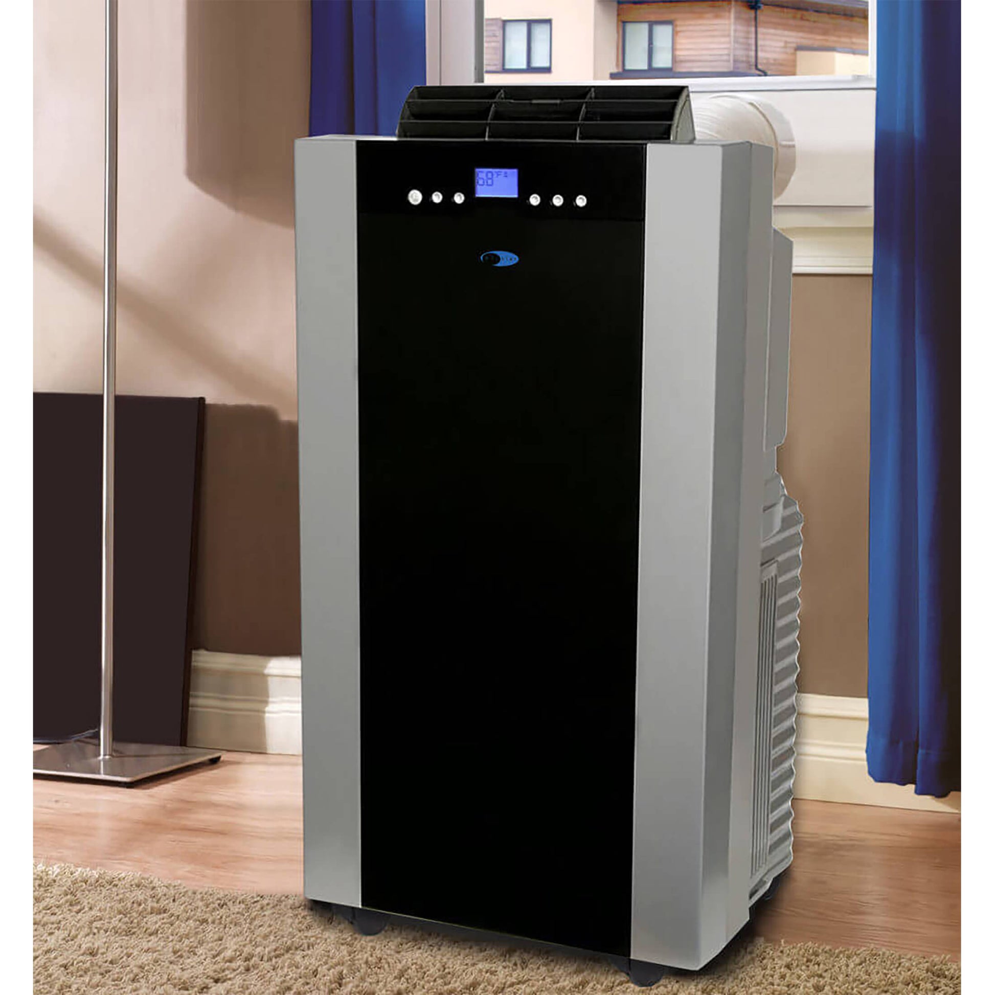 Whynter Air Conditioners Whynter ARC-14SH 14,000 BTU (9,000 BTU SACC) Dual Hose Cooling Portable Air Conditioner, Heater, Dehumidifier, and Fan with Activated Carbon Filter plus Storage bag, up to 500 sq ft in Platinum/Black
