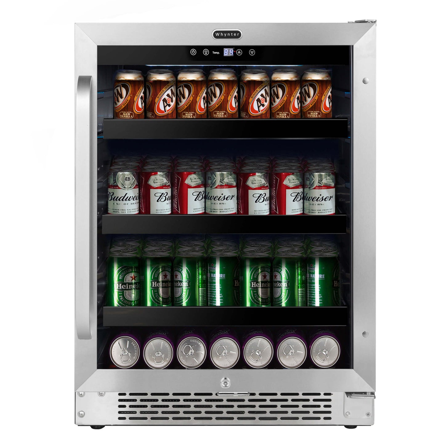 Whynter Beverage Fridge Whynter BBR-148SB 24 inch Built-In 140 Can Undercounter Stainless Steel Beverage Refrigerator with Reversible Door, Digital Control, Lock, and Carbon Filter