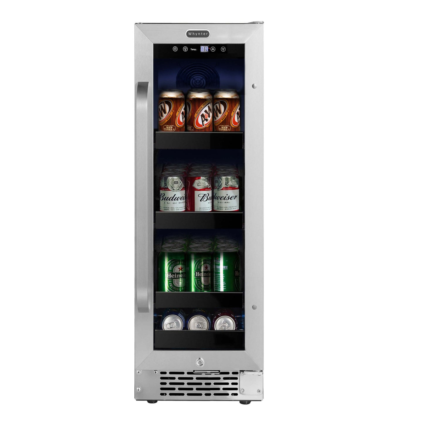 Whynter Beverage Fridge Whynter BBR-638SB 12 inch Built-In 60 Can Undercounter Stainless Steel Beverage Refrigerator with Reversible Door, Digital Control, Lock and Carbon Filter