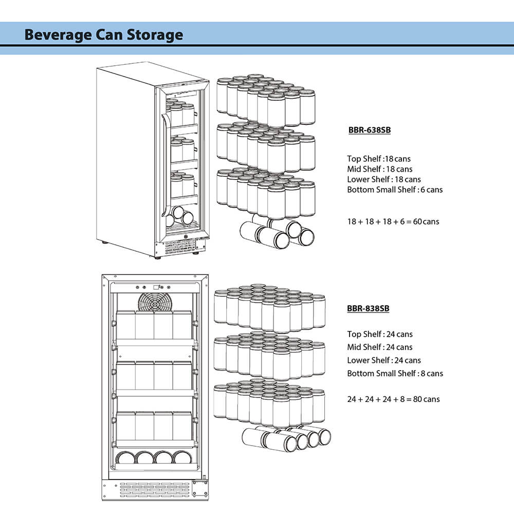 Whynter Beverage Fridge Whynter BBR-638SB 12 inch Built-In 60 Can Undercounter Stainless Steel Beverage Refrigerator with Reversible Door, Digital Control, Lock and Carbon Filter
