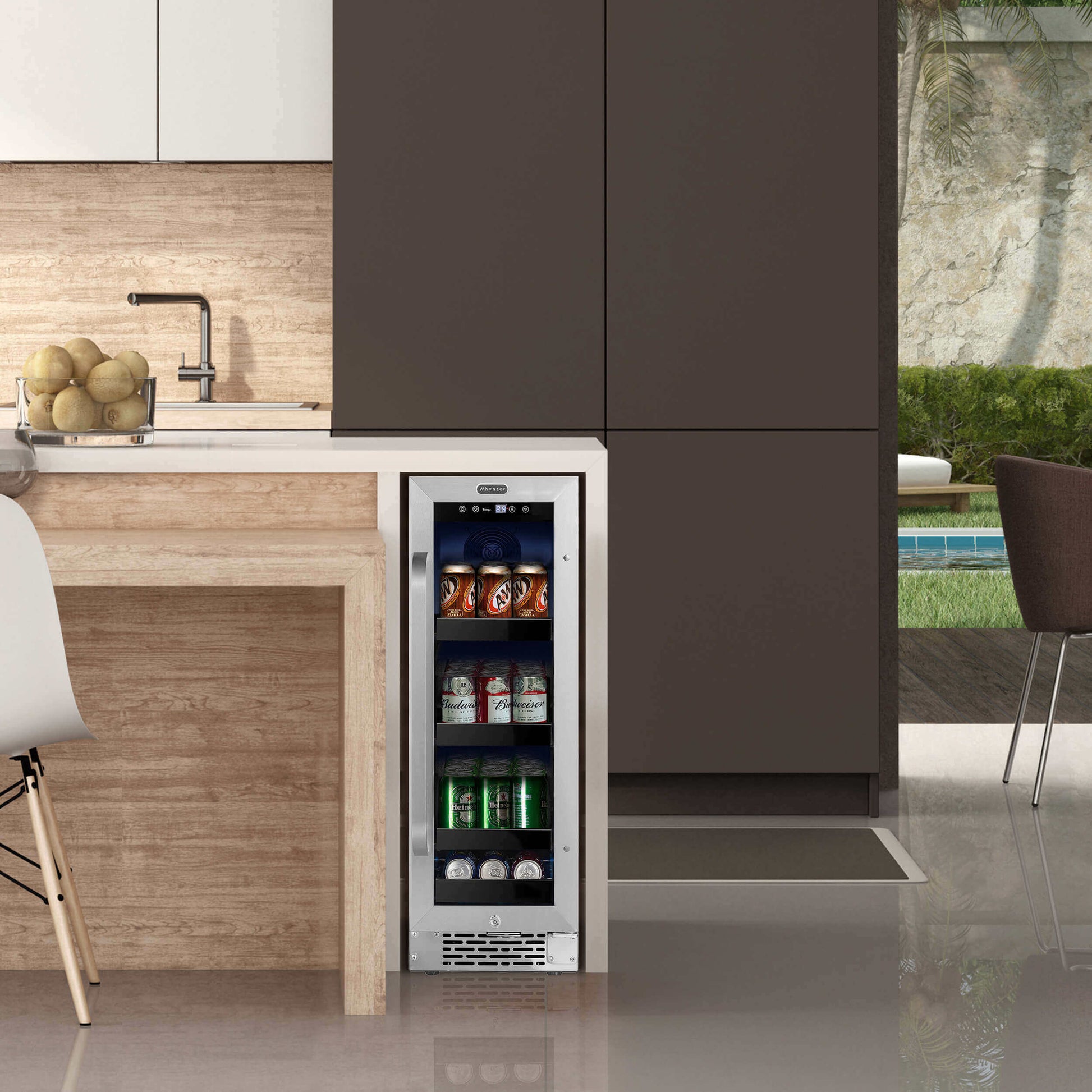 Whynter Beverage Fridge Whynter BBR-638SB 12 inch Built-In 60 Can Undercounter Stainless Steel Beverage Refrigerator with Reversible Door, Digital Control, Lock and Carbon Filter