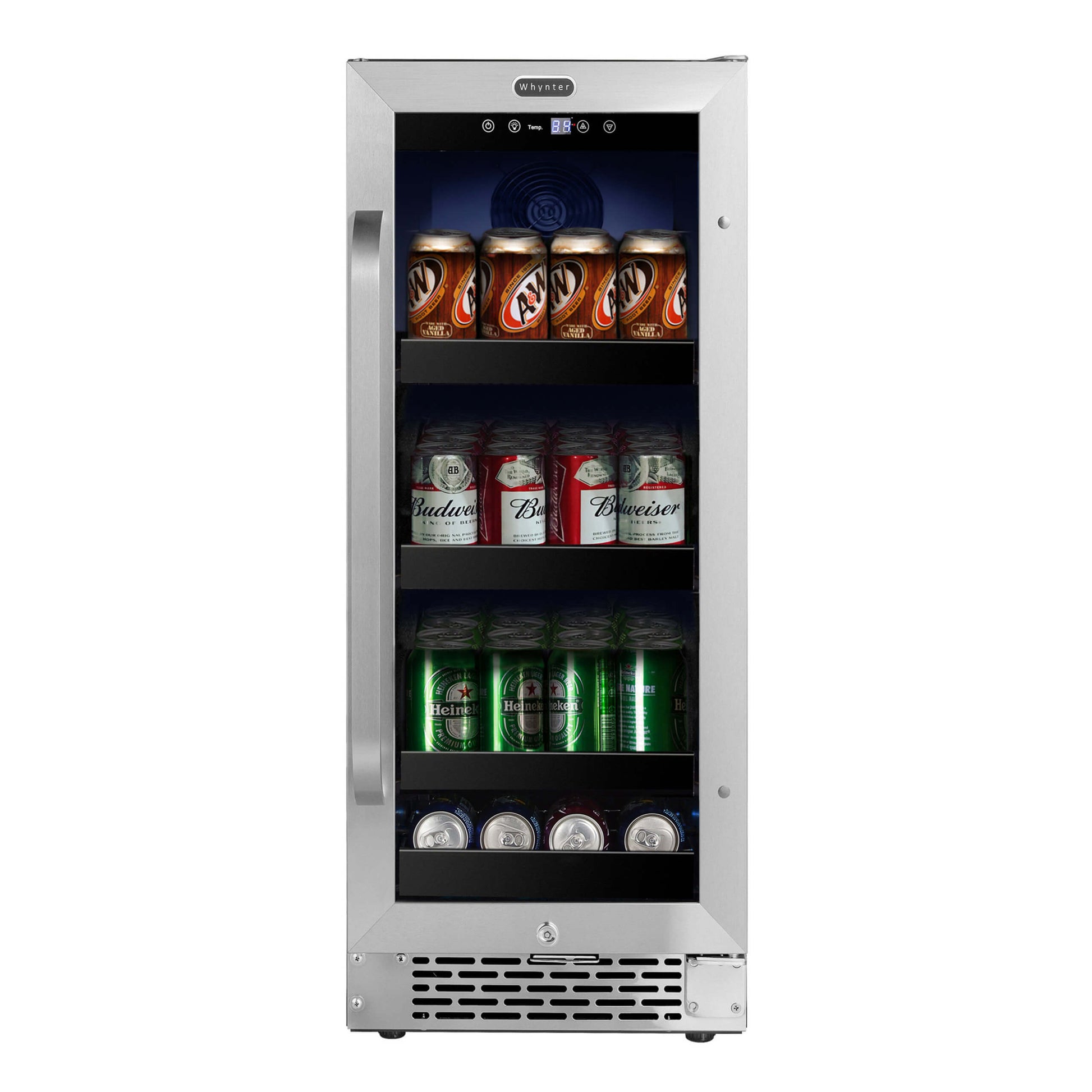 Whynter Beverage Fridge Whynter BBR-838SB 15 inch Built-In 80 Can Undercounter Stainless Steel Beverage Refrigerator with Reversible Door, Digital Control, Lock and Carbon Filter