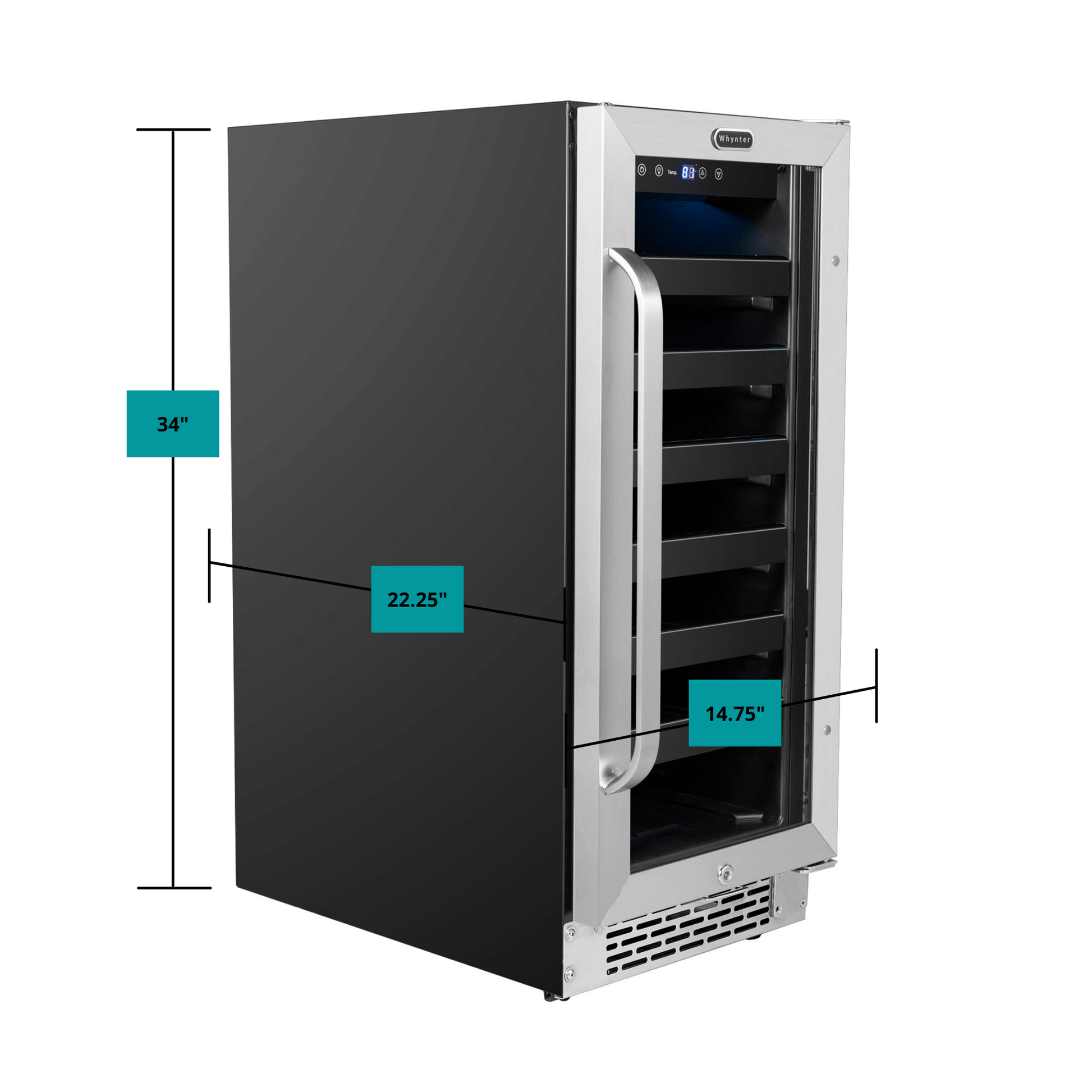 Whynter Beverage Fridge Whynter BBR-838SB 15 inch Built-In 80 Can Undercounter Stainless Steel Beverage Refrigerator with Reversible Door, Digital Control, Lock and Carbon Filter