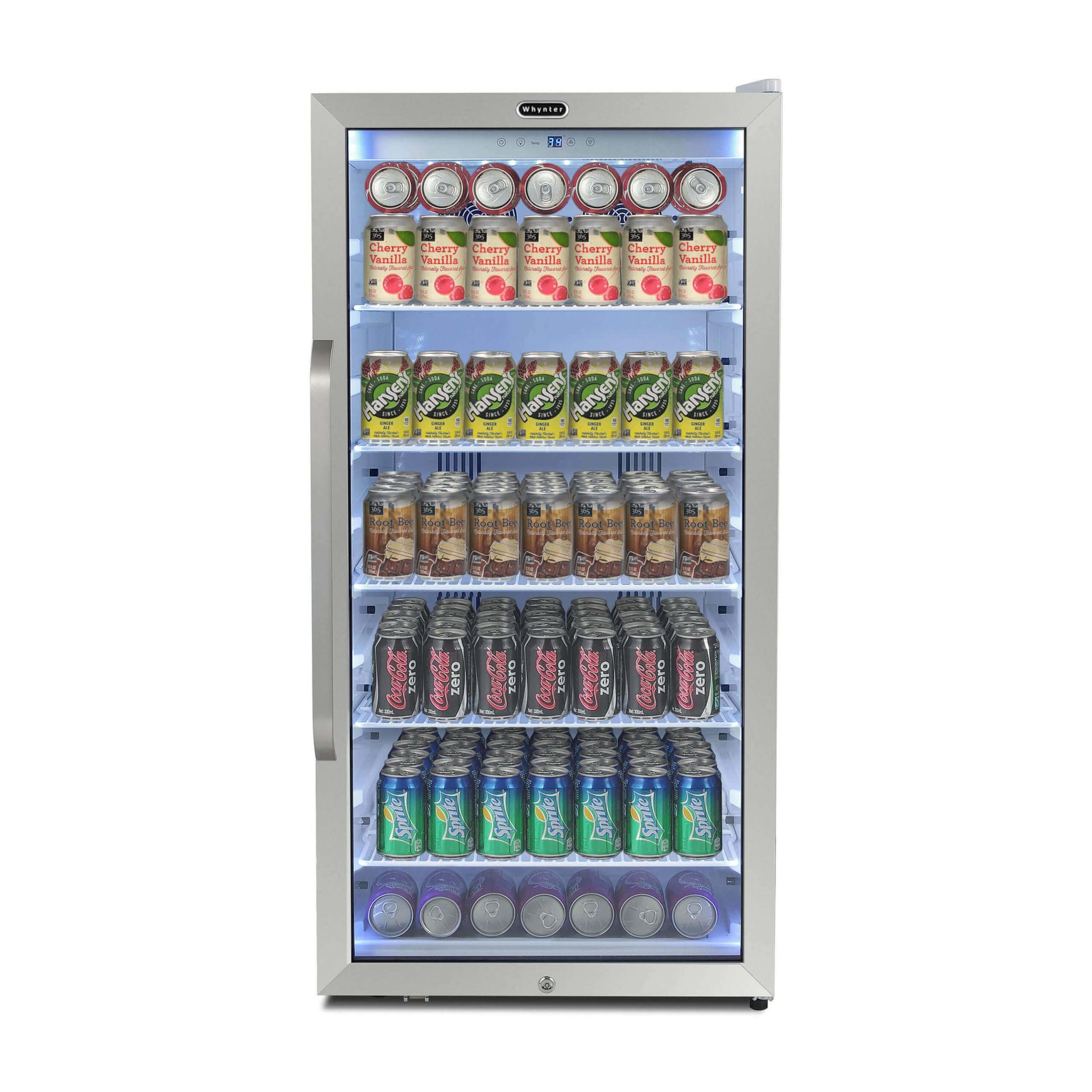 Whynter Compact Freezer / Refrigerators Whynter CBM-815WS/CBM-815WSa Freestanding 8.1 cu. ft. Stainless Steel Commercial Beverage Merchandiser Refrigerator with Superlit Door and Lock – White
