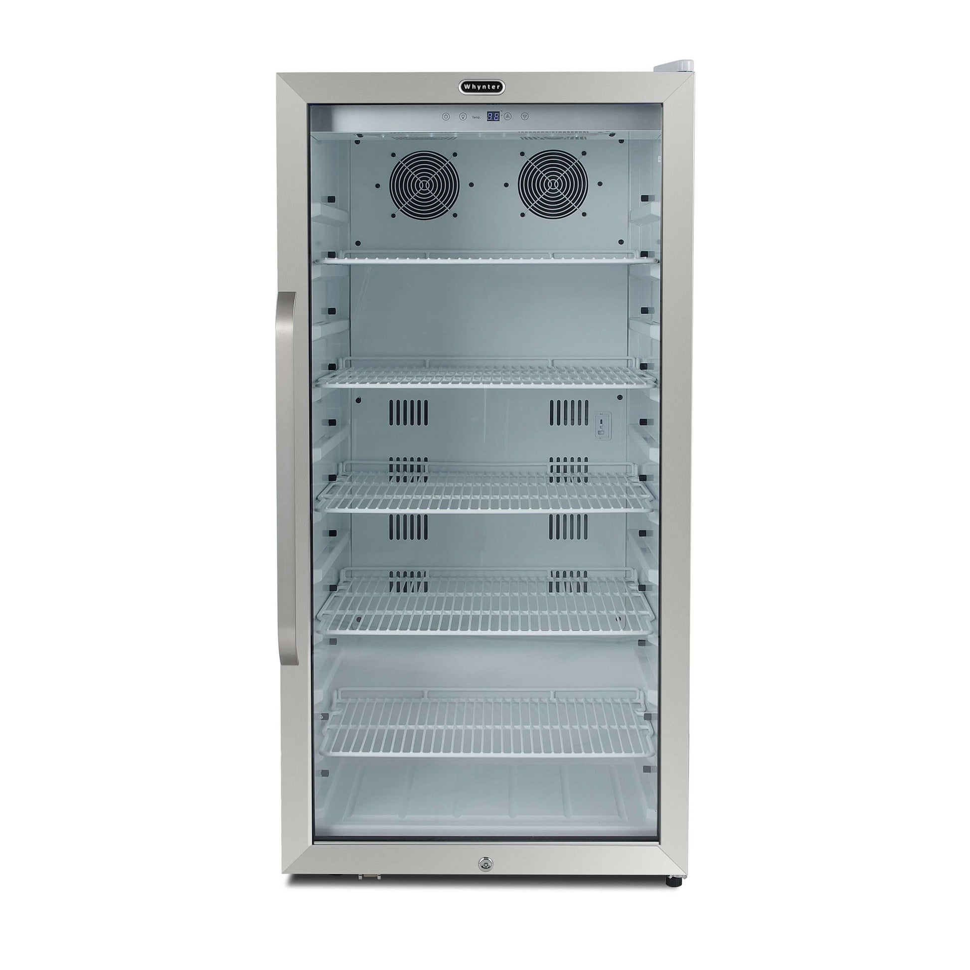 Whynter Compact Freezer / Refrigerators Whynter CBM-815WS/CBM-815WSa Freestanding 8.1 cu. ft. Stainless Steel Commercial Beverage Merchandiser Refrigerator with Superlit Door and Lock – White