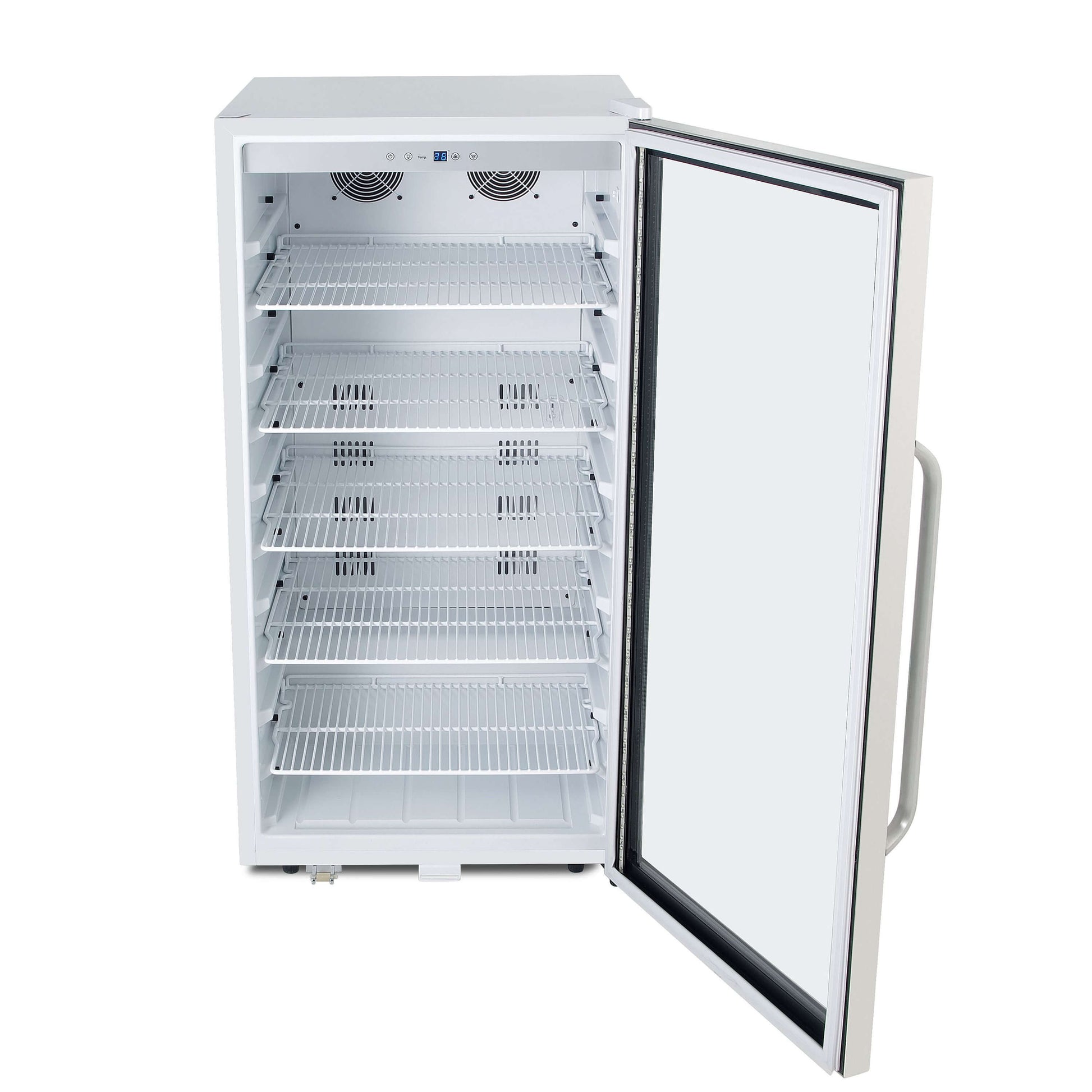 Whynter Compact Freezer / Refrigerators Whynter CBM-815WS/CBM-815WSa Freestanding 8.1 cu. ft. Stainless Steel Commercial Beverage Merchandiser Refrigerator with Superlit Door and Lock – White