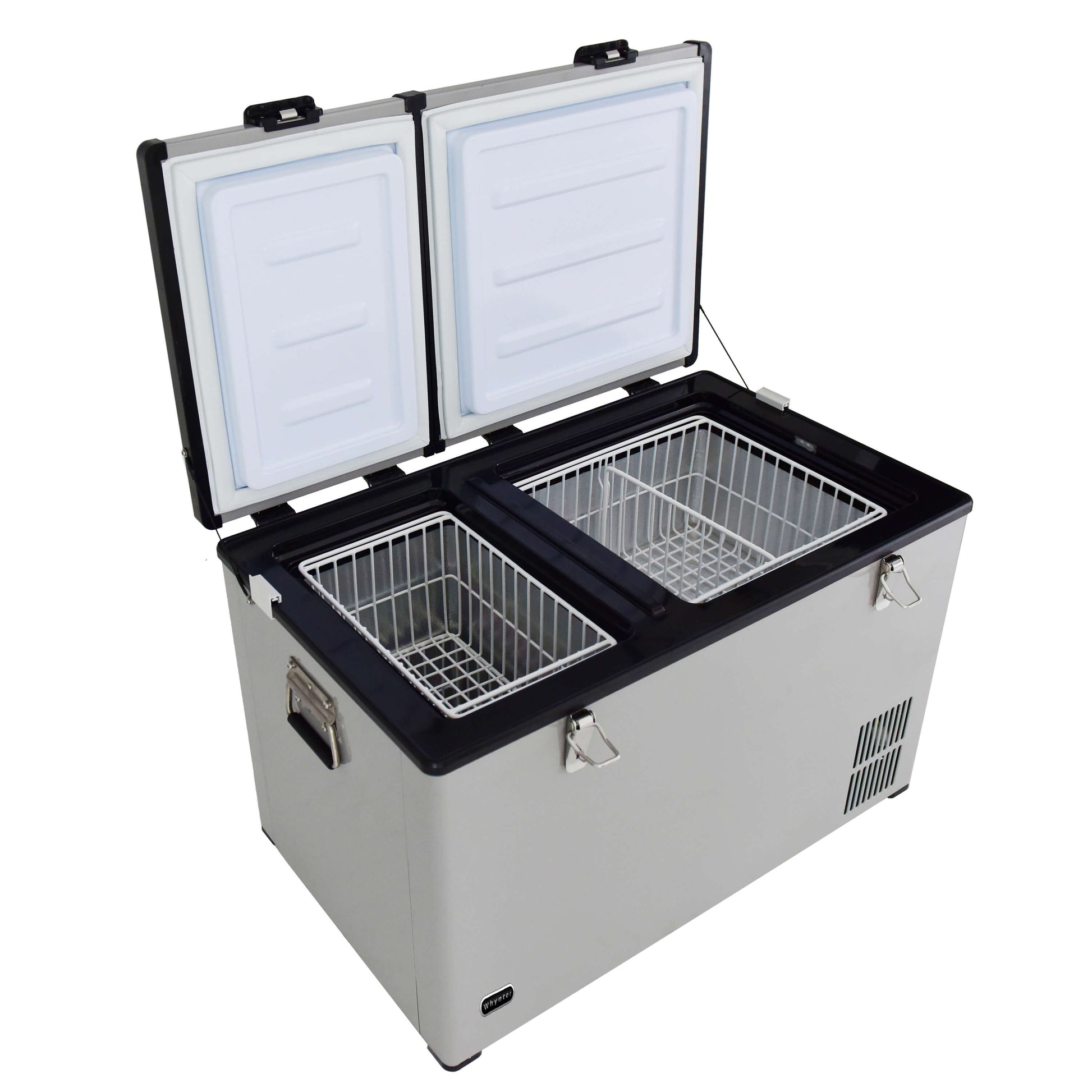 Whynter Freezers Whynter FM-901DZ 90 Quart Dual Zone Portable Fridge/Freezer with 12V Option and Wheels