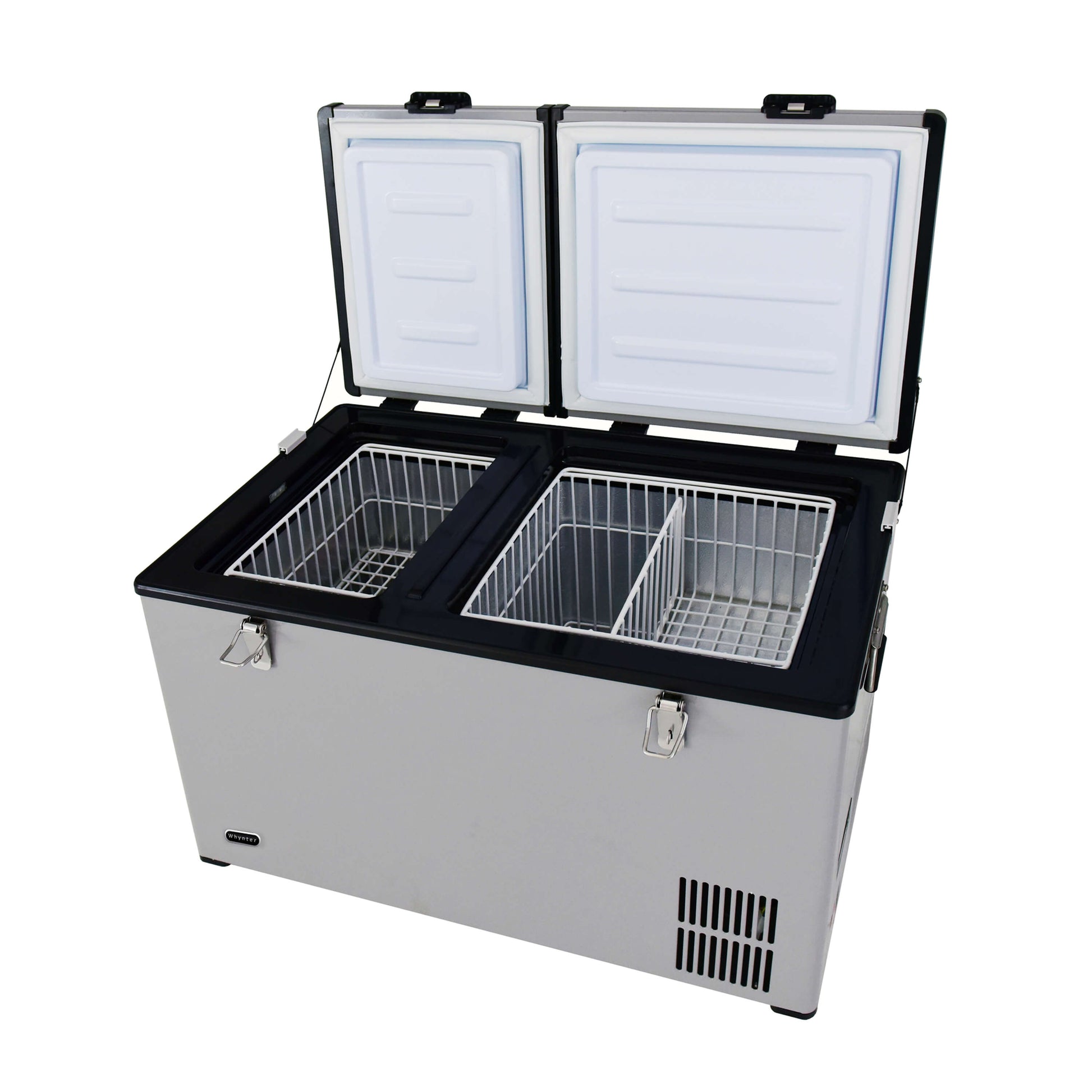 Whynter Freezers Whynter FM-901DZ 90 Quart Dual Zone Portable Fridge/Freezer with 12V Option and Wheels