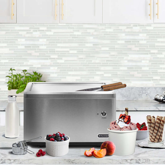 Whynter Ice Cream Makers Whynter ICR-300SS Portable Instant Automatic Compressor Ice Cream Maker Frozen Pan Roller in Stainless Steel