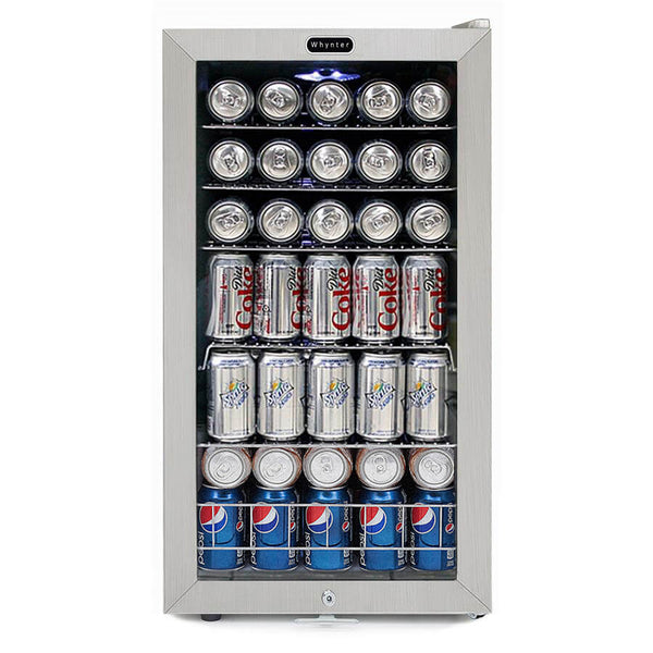 Whynter Refrigerators Whynter BR-128WS Beverage Refrigerator With Lock – Stainless Steel 120 Can Capacity