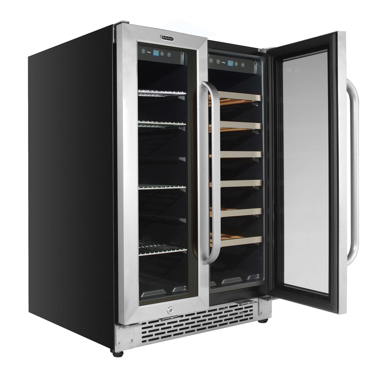 Whynter Refrigerators Whynter BWB-2060FDS/BWB-2060FDSa 24″ Built-In French Door Dual Zone 20 Bottle Wine Refrigerator 60 Can Beverage Center