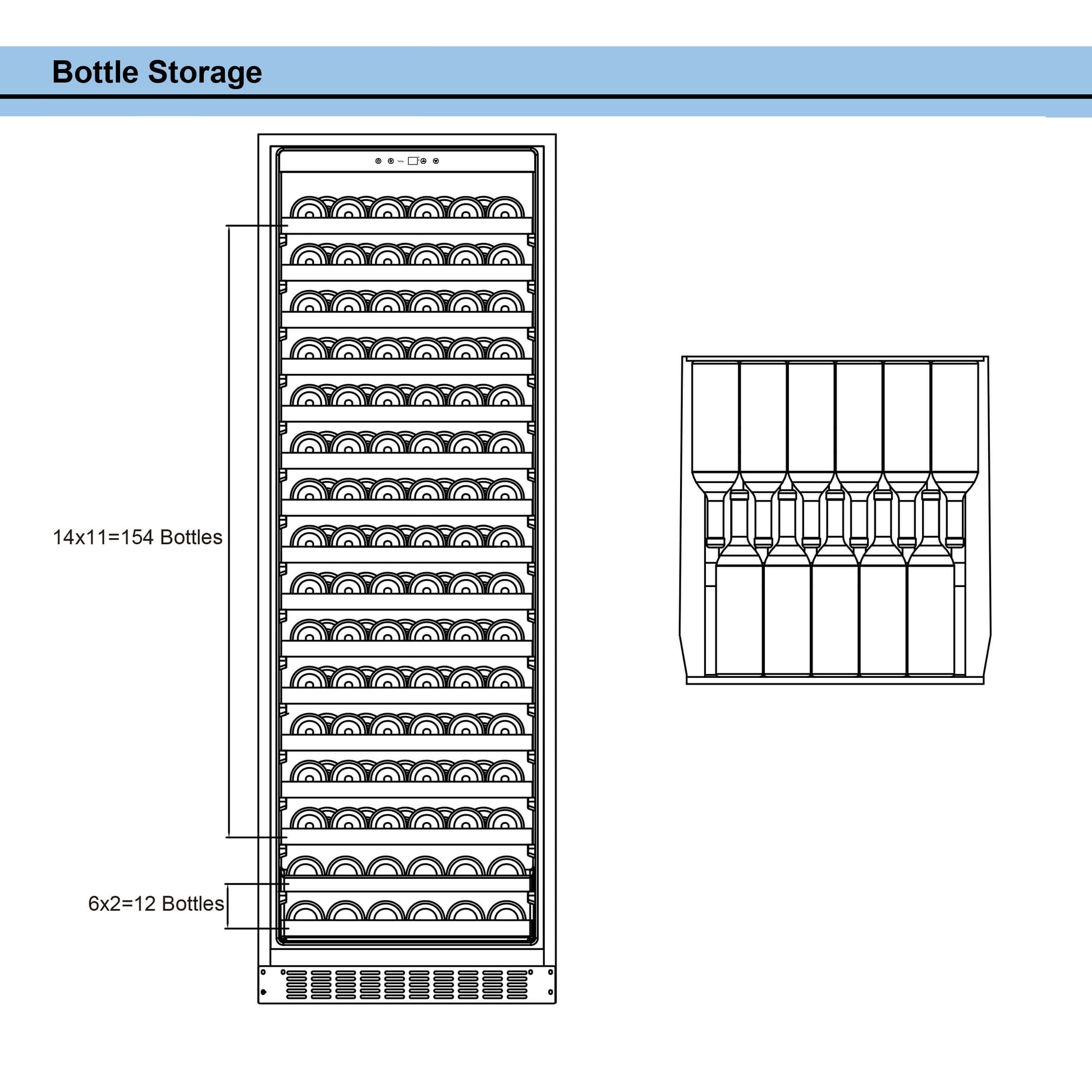 Whynter Wine Refrigerator Whynter BWR-1662SD/BWR-1662SDa 166 Bottle Built-in Stainless Steel Compressor Wine Refrigerator with Display Rack and LED display