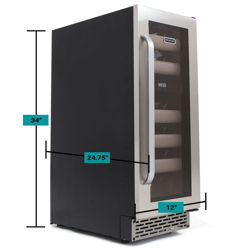 Whynter Wine Refrigerator Whynter BWR-171DS Elite 17 Bottle Seamless Stainless Steel Door Dual Zone Built-in Wine Refrigerator