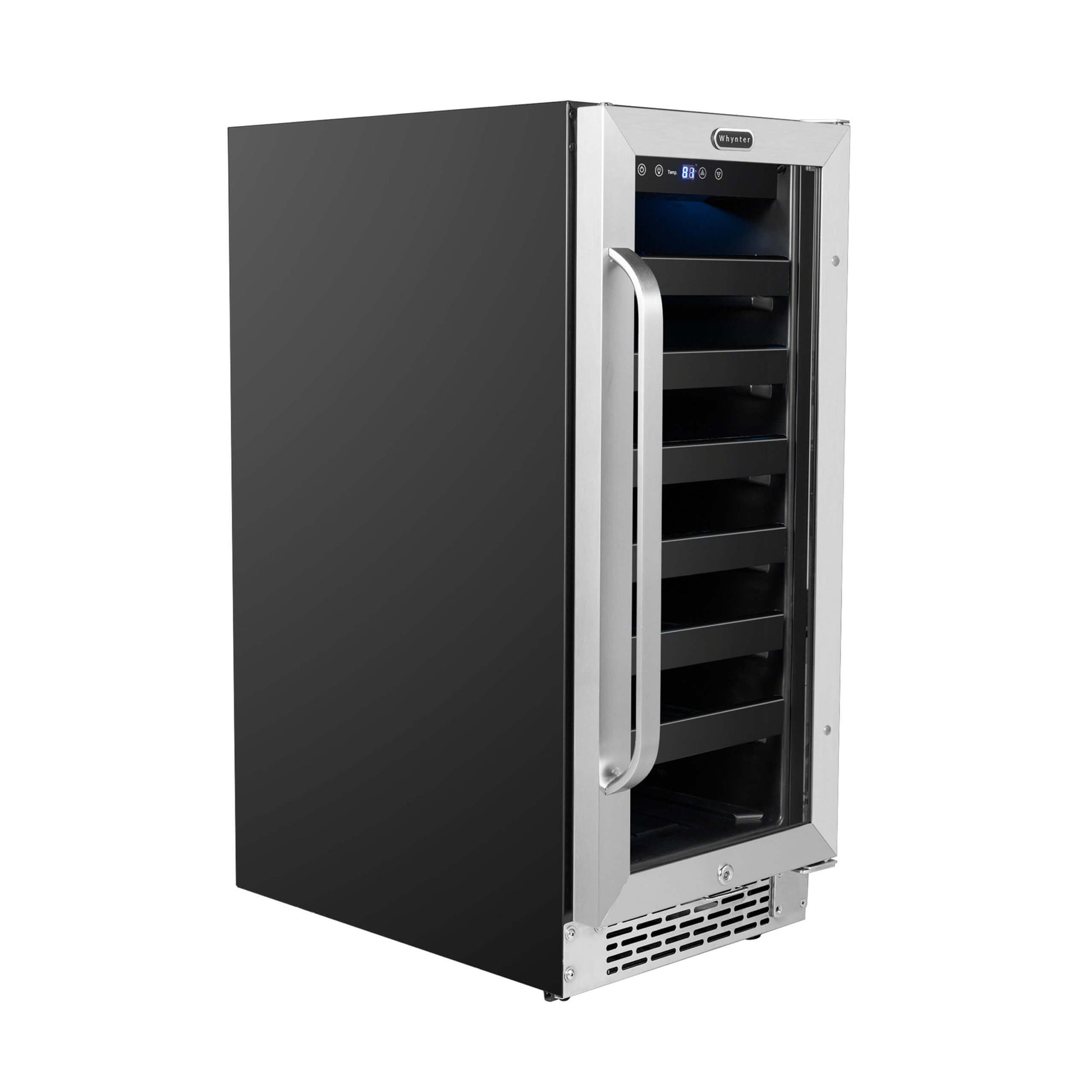 Whynter Wine Refrigerator Whynter BWR-308SB 15 inch Built-In 33 Bottle Undercounter Stainless Steel Wine Refrigerator with Reversible Door, Digital Control, Lock, and Carbon Filter