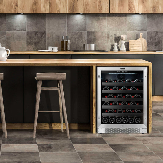 Whynter Wine Refrigerator Whynter BWR-408SB 24 inch Built-In 46 Bottle Undercounter Stainless Steel Wine Refrigerator with Reversible Door, Digital Control, Lock, and Carbon Filter