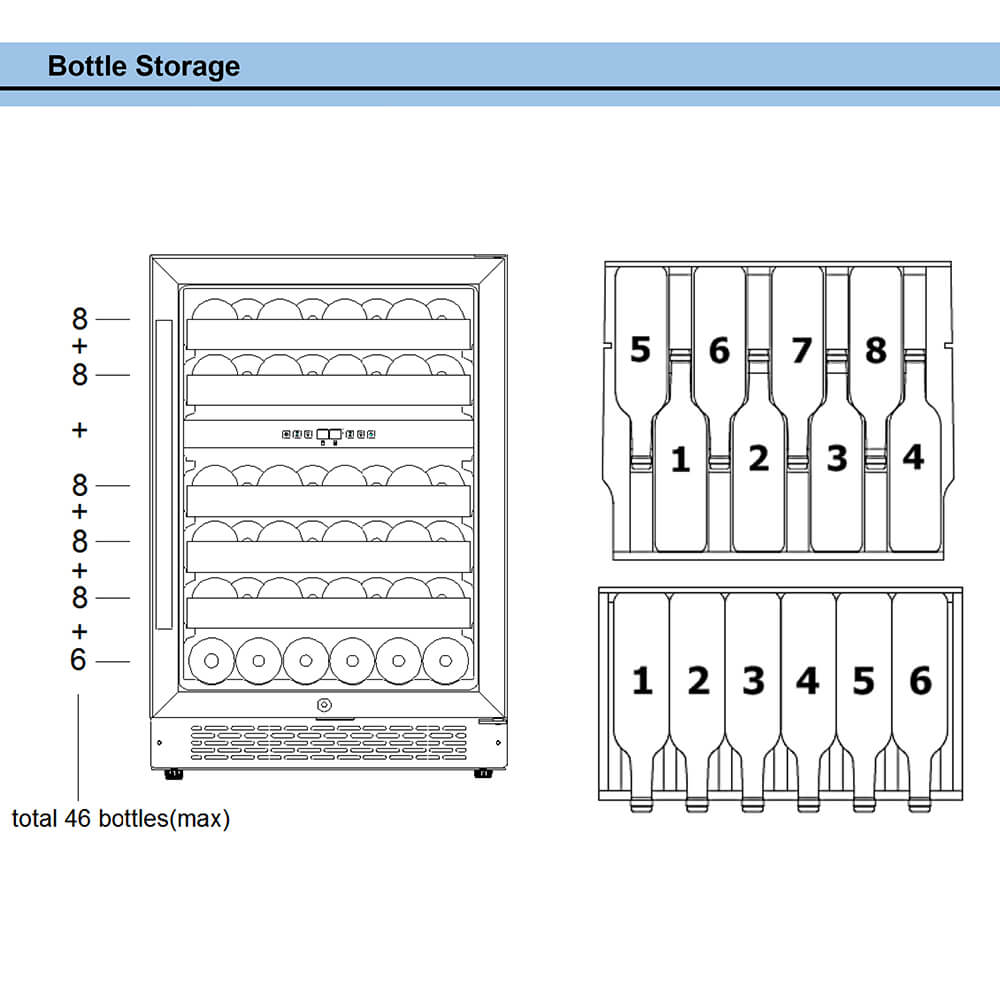 Whynter Wine Refrigerator Whynter BWR-462DZ/BWR-462DZa 46-Bottle Dual Temperature Zone Built-In Wine Refrigerator