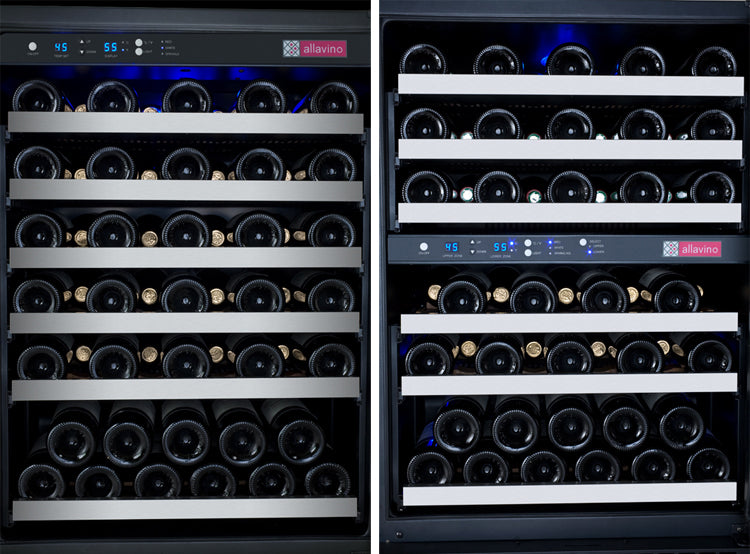 47" Wide FlexCount II Tru-Vino 112 Bottle Three Zone Stainless Steel Side-by-Side Wine Refrigerator - BF 3Z-VSWR5656-S20-Wine Coolers-The Wine Cooler Club
