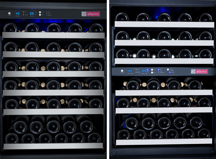 47" Wide FlexCount II Tru-Vino 249 Bottle Three Zone Stainless Steel Side-by-Side Wine Refrigerator - BF 3Z-VSWR2128-S20-Wine Coolers-The Wine Cooler Club