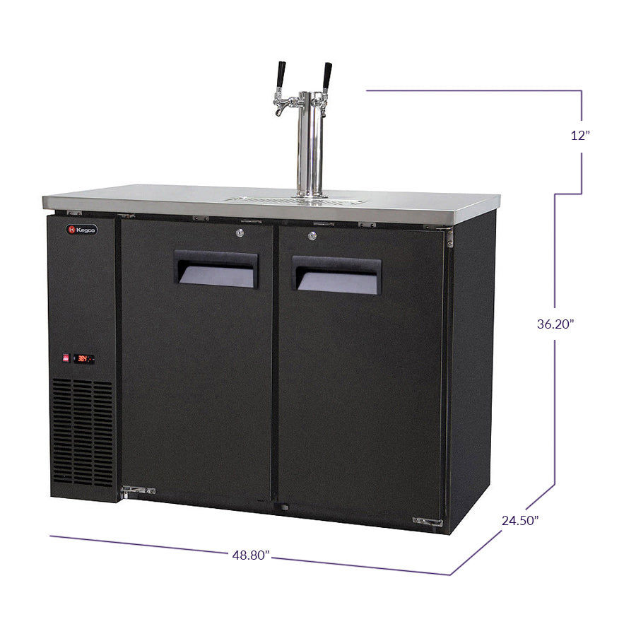 49" Wide Dual Tap Black Commercial Kegerator-Kegerators-The Wine Cooler Club
