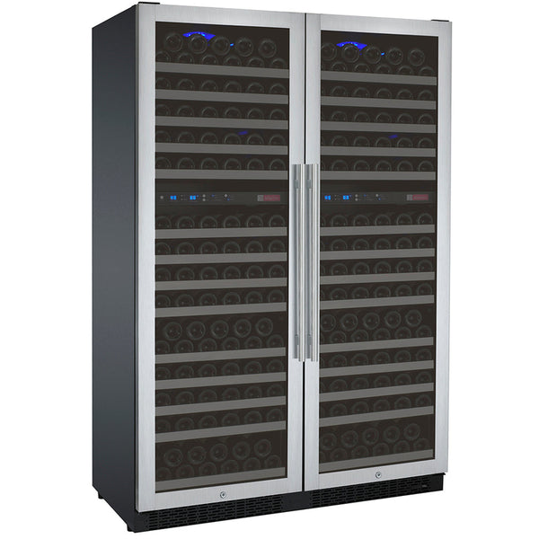 47 Wide FlexCount II Tru-Vino 344 Bottle Four-Zone Stainless Steel Side-by-Side Wine Refrigerator - BF 2X-VSWR172-2S20-Wine Coolers-The Wine Cooler Club